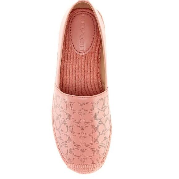 COACH CARLEY PERFORATED LEATHER LOGO ESPADRILLE SLIP-ONS, SIZE 9.5 - Picture 6 of 6